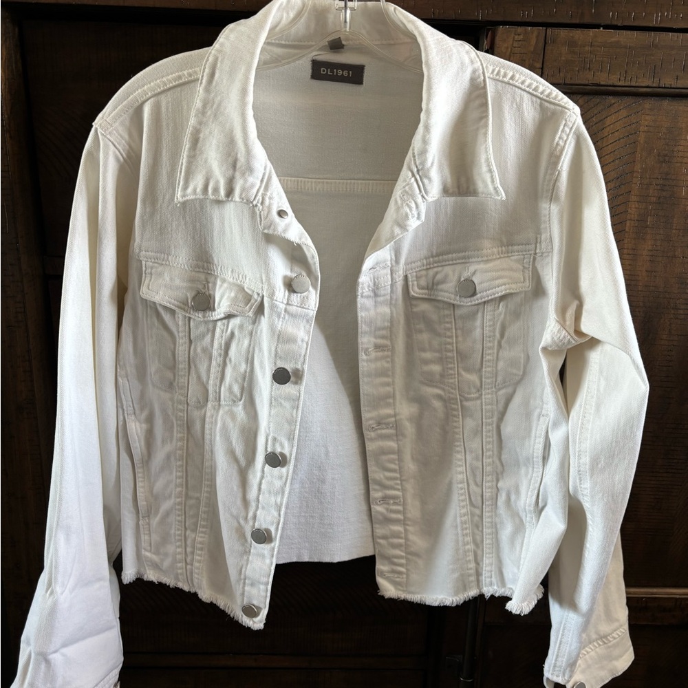 DL1961 White Cropped Denim Jacket